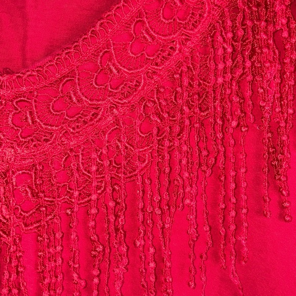 VTG. CACTUS CA. XL red fringed top w/thin shoulder pads, 3/4 sleeves $29 - Picture 4 of 4